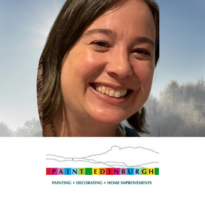 Kitti's client Katie Ellis and her business (Paint Edinburgh) logo.